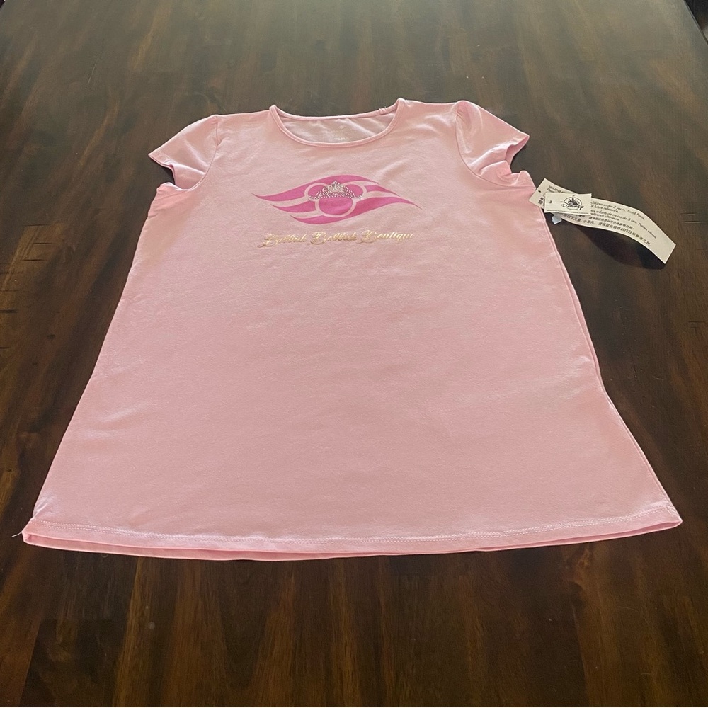 Disney Cruise Line Classic Pink Tee with Logo and Minnie Princess Crown Crystal